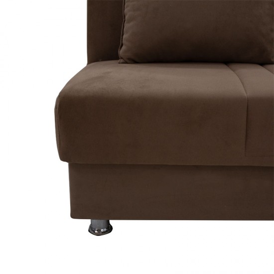 Kαναπές κρεβάτι Romina pakoworld 3θέσιος ύφασμα βελουτέ μπεζ-μόκα 180x75x80εκ Model: 213-000016