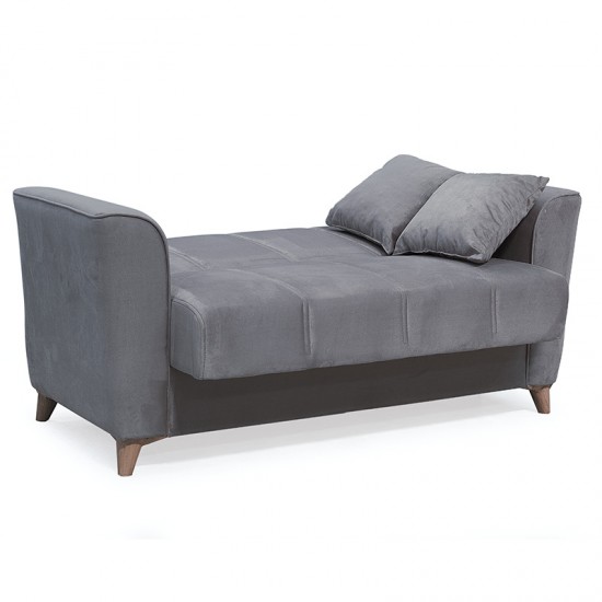 Kαναπές κρεβάτι Asma pakoworld 2θέσιος βελουτέ γκρι ποντικί 156x76x85εκ Model: 213-000021