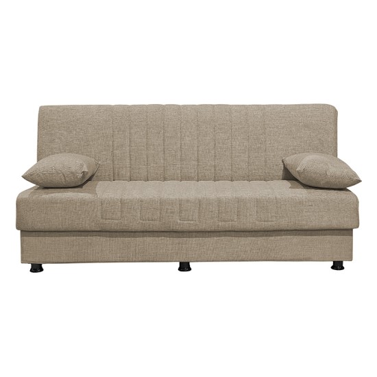 Kαναπές κρεβάτι Romina pakoworld 3θέσιος ύφασμα μπεζ 190x90x80εκ Model: 213-000035