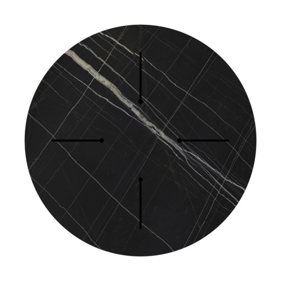 Επιφάνεια τραπεζιού Relian  HPL μαύρο όψη μαρμάρου Φ69εκ πάχους 12mm