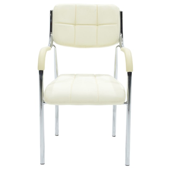 Καρέκλα επισκέπτη Florida pakoworld PU λευκό πόδι χρωμίου Model: 217-000033