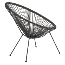 Πολυθρόνα Acapulco  μεταλλο-pe rattan σε μαύρη απόχρωση 68.5x74.5x84εκ
