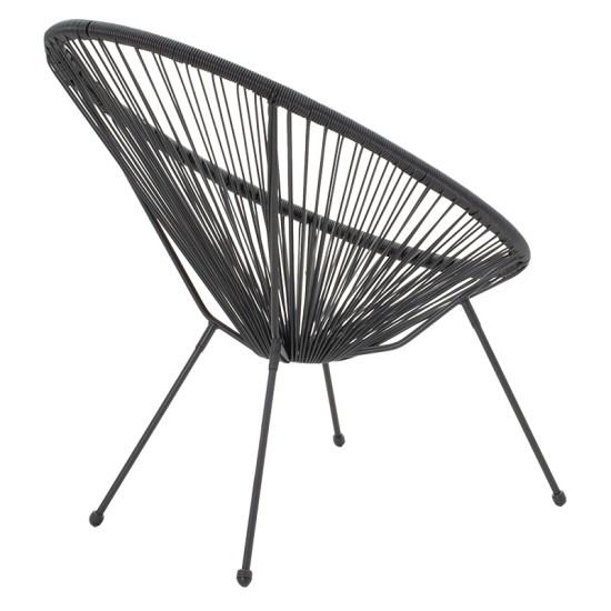 Πολυθρόνα Acapulco  μεταλλο-pe rattan σε μαύρη απόχρωση 68.5x74.5x84εκ