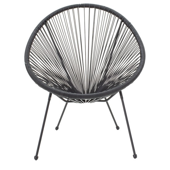 Πολυθρόνα Acapulco  μεταλλο-pe rattan σε μαύρη απόχρωση 68.5x74.5x84εκ