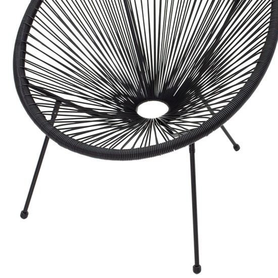 Πολυθρόνα Acapulco  μεταλλο-pe rattan σε μαύρη απόχρωση 68.5x74.5x84εκ