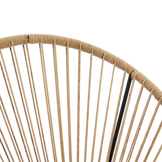 Πολυθρόνα Acapulco  μεταλλο σε μαύρη-pe rattan σε φυσική απόχρωση 68.5x74.5x84εκ