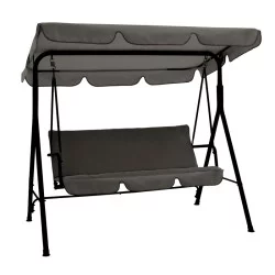 Κούνια κήπου Globo  μέταλλο μαύρο-ύφασμα γκρι 170x110x153εκ