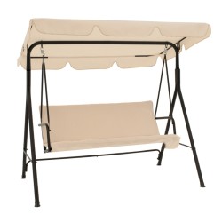 Κούνια κήπου Globo  μέταλλο μαύρο-ύφασμα μπεζ 170x110x153εκ