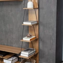 Βιβλιοθήκη mini Tars  sonoma-μαύρο 50x22x150εκ