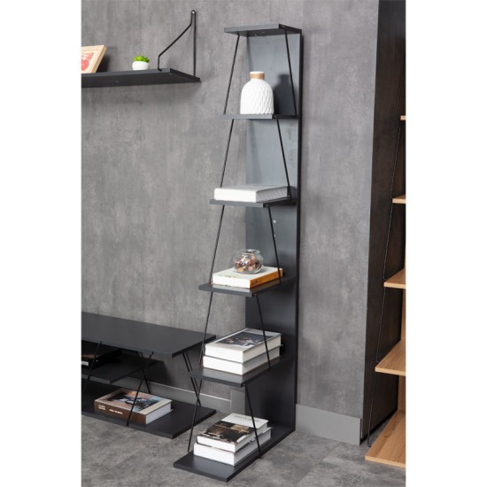 Βιβλιοθήκη mini Tars ανθρακί-μαύρο 50x22x150εκ Βιβλιοθήκη mini Tars ανθρακί-μαύρο 50x22x150εκ
