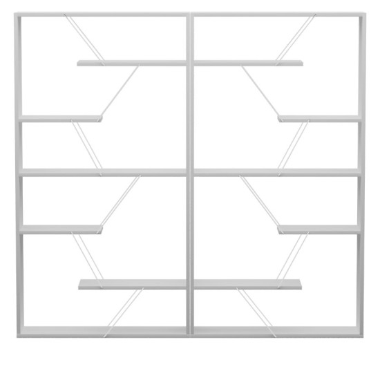 Βιβλιοθήκη Tars γκρι-λευκό 168x24x157εκ Βιβλιοθήκη Tars γκρι-λευκό 168x24x157εκ