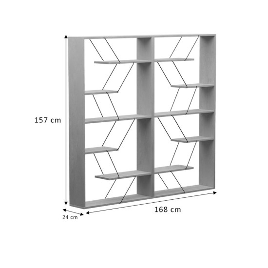 Βιβλιοθήκη Tars γκρι-λευκό 168x24x157εκ Βιβλιοθήκη Tars γκρι-λευκό 168x24x157εκ
