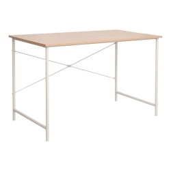 Γραφείο εργασίας Senzia  σε φυσική απόχρωση με λευκό μέταλλο 120x60x75εκ