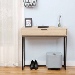 Κονσόλα Joumpa  με συρτάρι σε φυσική απόχρωση με μαύρο μέταλλο 80x28x76.5εκ