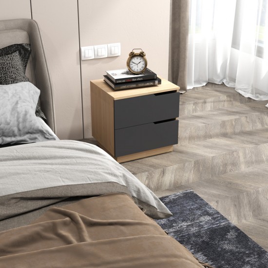 Κομοδίνο Verena I σε φυσική-ανθρακί απόχρωση 48x40x48εκ Κομοδίνο Verena I σε φυσική-ανθρακί απόχρωση 48x40x48εκ