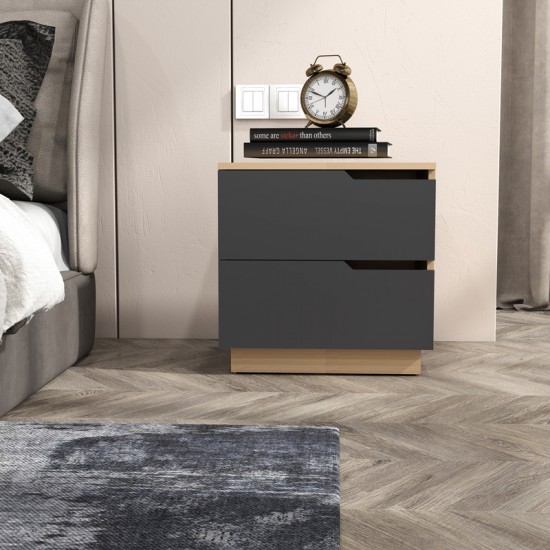 Κομοδίνο Verena I σε φυσική-ανθρακί απόχρωση 48x40x48εκ Κομοδίνο Verena I σε φυσική-ανθρακί απόχρωση 48x40x48εκ