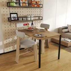 Τραπέζι Faragio  μέταλλο σε φυσική απόχρωση με μαύρα μεταλλικά πόδια 120x75x75εκ