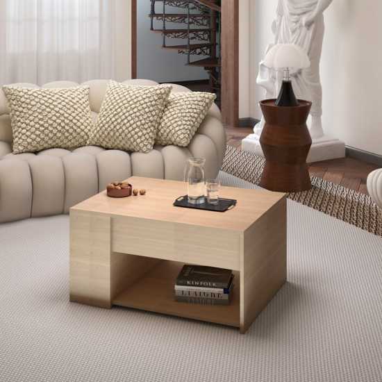 Τραπέζι σαλονιού Aravis  πολυμορφικό σε φυσική απόχρωση 80x60x42εκ