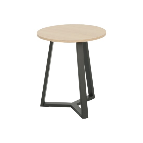 Βοηθητικό τραπέζι Berton  σε φυσική απόχρωση με μαύρο μέταλλο Φ45x52εκ