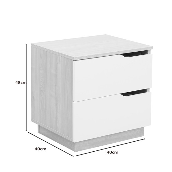 Κομοδίνο Verena  φυσικό με λευκό 48x40x48εκ
