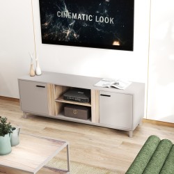 Έπιπλο τηλεόρασης Polenio  cappuccino με φυσικό 150x40x53εκ
