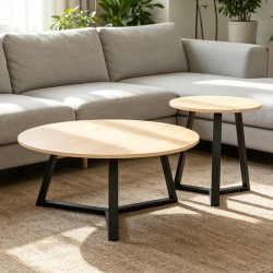 Βοηθητικό τραπέζι Berton  cappuccino με μαύρο μέταλλο Φ45x52εκ