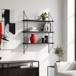 Ραφιέρα τοίχου Vender   ανθρακί με μαύρο μέταλλο 60x15x70εκ