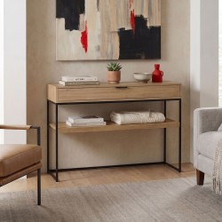 Κονσόλα Orlen  σε φυσική απόχρωση με μαύρο μέταλλο 110x35x75εκ