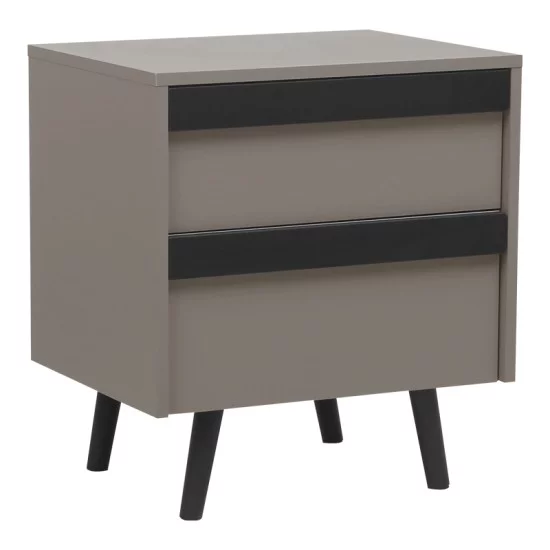 Κομοδίνο Nectra  taupe με μαύρο 50x40x56εκ