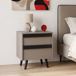 Κομοδίνο Nectra  taupe με μαύρο 50x40x56εκ