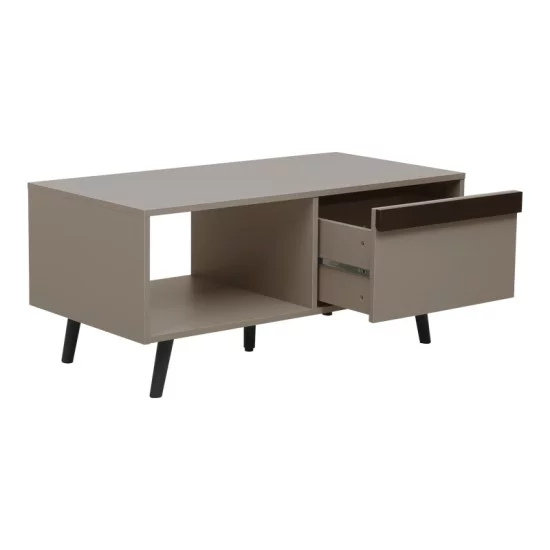 Τραπέζι σαλονιού Nectra  taupe με μαύρο 100x50x45εκ