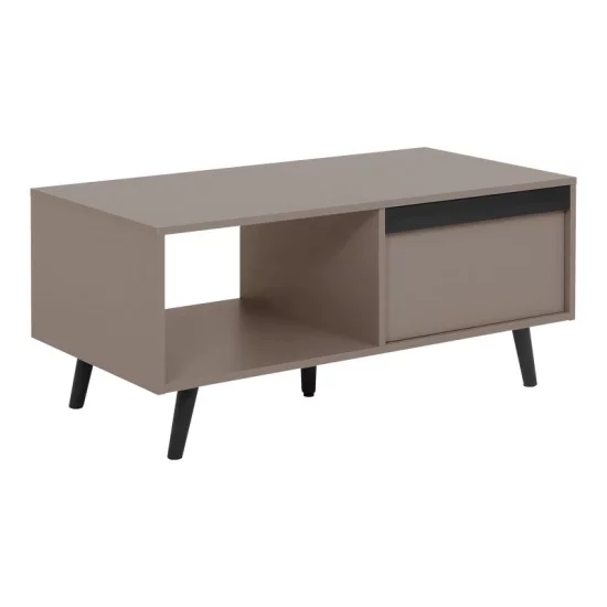 Τραπέζι σαλονιού Nectra  taupe με μαύρο 100x50x45εκ