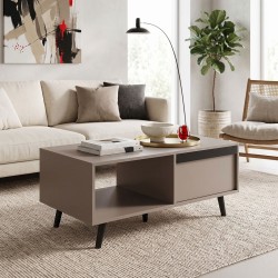 Τραπέζι σαλονιού Nectra  taupe με μαύρο 100x50x45εκ