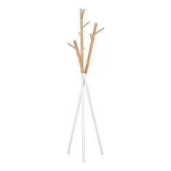 Καλόγερος ρούχων Sigar  μέταλλο-ξύλο σε λευκή-φυσική απόχρωση 49x51x187εκ