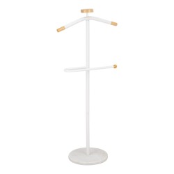 Καλόγερος ρούχων Jolma  μέταλλο-ξύλο σε λευκή απόχρωση Φ30x111εκ