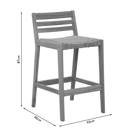 Σκαμπό μπαρ Bravo  μασίφ ξύλο ακακίας 53x45x87εκ Model: 228-000012