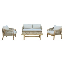 Σαλόνι κήπου Malibu  μασίφ ξύλο ακακίας-ύφασμα μπεζ