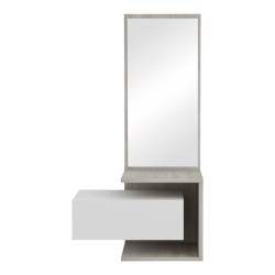 Έπιπλο εισόδου Kendi  επιτοίχιο με καθρέπτη σε λευκό-sonoma απόχρωση 49.1x31.3x90εκ