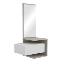 Έπιπλο εισόδου Kendi  επιτοίχιο με καθρέπτη σε λευκό-sonoma απόχρωση 49.1x31.3x90εκ