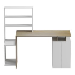 Γραφείο με βιβλιοθήκη και ντουλάπι Meza  sonoma-λευκό 146.3x55x128.8εκ