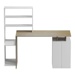 Γραφείο με βιβλιοθήκη και ντουλάπι Meza  sonoma-λευκό 146.3x55x128.8εκ