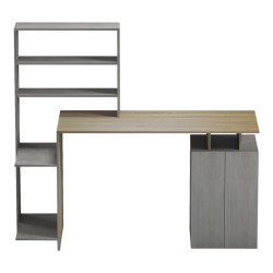 Γραφείο με βιβλιοθήκη και ντουλάπι Meza  sonoma-γκρι cement 146.3x55x128.8εκ