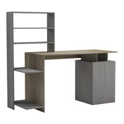 Γραφείο με βιβλιοθήκη και ντουλάπι Meza  sonoma-γκρι cement 146.3x55x128.8εκ