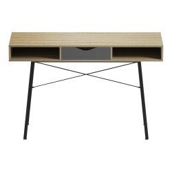 Γραφείο εργασίας Komo ε sonoma-γκρι - μαύρα μεταλλικά πόδια 120x48x76εκ