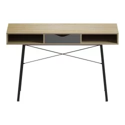 Γραφείο εργασίας Komo ε sonoma-γκρι - μαύρα μεταλλικά πόδια 120x48x76εκ