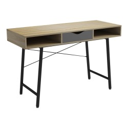 Γραφείο εργασίας Komo ε sonoma-γκρι - μαύρα μεταλλικά πόδια 120x48x76εκ