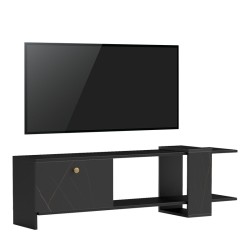 Έπιπλο τηλεόρασης Standi  σε μαύρο-μαύρο μαρμάρου απόχρωση 120x25x36.8εκ