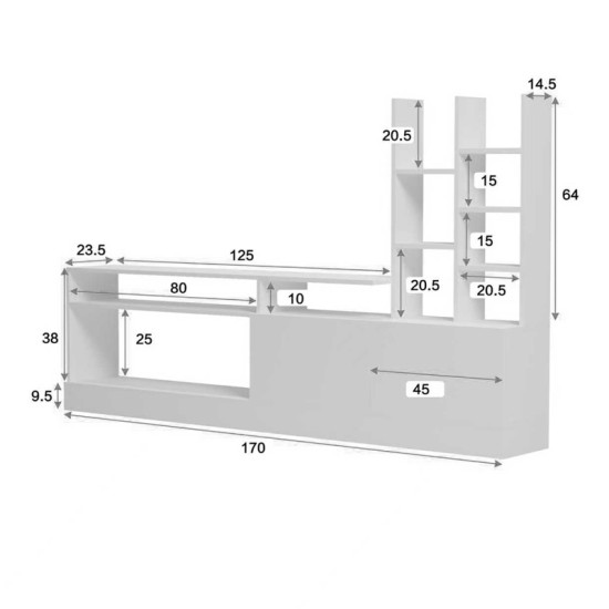Σύνθετο σαλονιού Seruno  λευκό 170x25x100εκ
