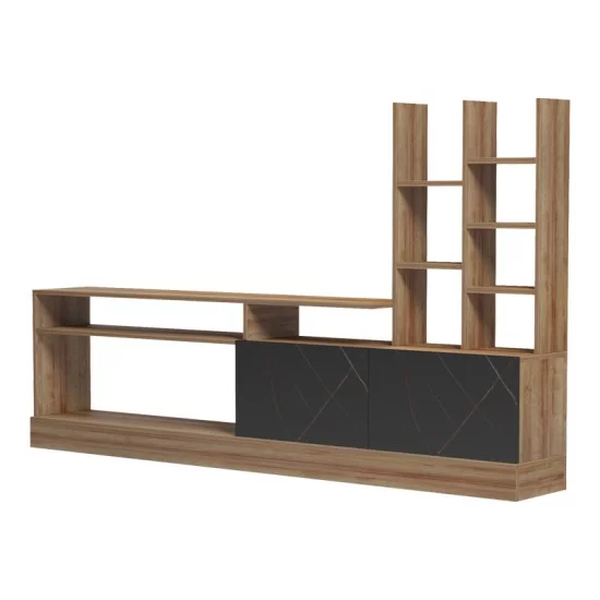 Σύνθετο σαλονιού Seruno  oak - μαύρο μαρμάρου 170x25x100εκ
