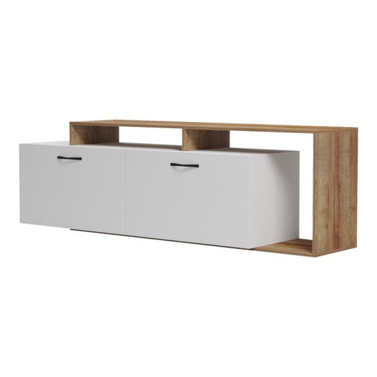 Έπιπλο τηλεόρασης Tobler σε oak- λευκή απόχρωση 170x40x53εκ Έπιπλο τηλεόρασης Tobler σε oak- λευκή απόχρωση 170x40x53εκ
